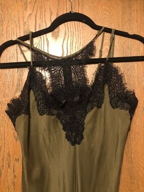Gold Hawk Silk Lace Lingerie Dress Black Olive Green Boho